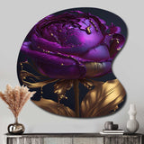 Purple Peony Liquid Gold III - Asymmetric Metal Wall Art