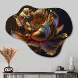 Rainbow Peony Liquid Gold I - Asymmetric Metal Wall Art