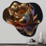 Rainbow Peony Liquid Gold I - Asymmetric Metal Wall Art