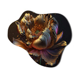 Rainbow Peony Liquid Gold I - Asymmetric Metal Wall Art