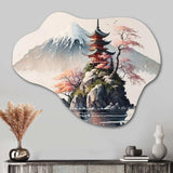 Japanese Landscape In Watercolor I - Asymmetric Metal Wall Art