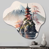 Japanese Landscape In Watercolor I - Asymmetric Metal Wall Art