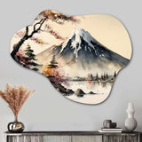 Japanese Landscape In Watercolor II - Asymmetric Metal Wall Art