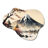 Japanese Landscape In Watercolor II - Asymmetric Metal Wall Art