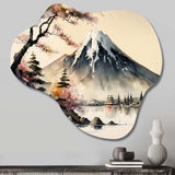 Japanese Landscape In Watercolor II - Asymmetric Metal Wall Art