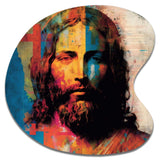 Pop Art Jesus Portrait III - Asymmetric Metal Wall Art