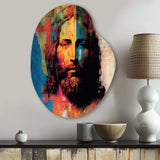 Pop Art Jesus Portrait III - Asymmetric Metal Wall Art