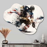 Usa Hockey Player In Action VI - Asymmetric Metal Wall Art