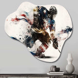 Usa Hockey Player In Action VI - Asymmetric Metal Wall Art