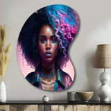 Fashion Hip Hop Girl In Pink And Blue III - Asymmetric Metal Wall Art