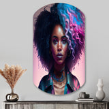 Fashion Hip Hop Girl In Pink And Blue III - Asymmetric Metal Wall Art