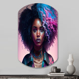 Fashion Hip Hop Girl In Pink And Blue III - Asymmetric Metal Wall Art