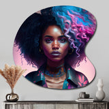 Fashion Hip Hop Girl In Pink And Blue III - Asymmetric Metal Wall Art