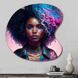 Fashion Hip Hop Girl In Pink And Blue III - Asymmetric Metal Wall Art