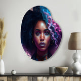 Fashion Hip Hop Girl In Pink And Blue III - Asymmetric Metal Wall Art