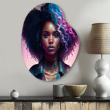 Fashion Hip Hop Girl In Pink And Blue III - Asymmetric Metal Wall Art