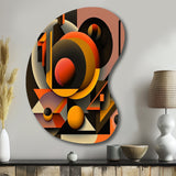 Multicolor Geometric Orange Shapes I - Asymmetric Metal Wall Art