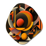 Multicolor Geometric Orange Shapes I - Asymmetric Metal Wall Art