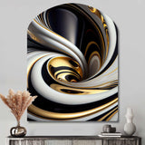 Gold Black And White Stained Glass I - Asymmetric Metal Wall Art