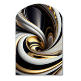 Gold Black And White Stained Glass I - Asymmetric Metal Wall Art