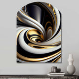 Gold Black And White Stained Glass I - Asymmetric Metal Wall Art