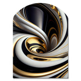 Gold Black And White Stained Glass I - Asymmetric Metal Wall Art