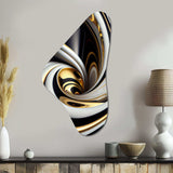 Gold Black And White Stained Glass I - Asymmetric Metal Wall Art