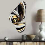 Gold Black And White Stained Glass I - Asymmetric Metal Wall Art