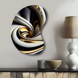 Gold Black And White Stained Glass I - Asymmetric Metal Wall Art