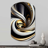 Gold Black And White Stained Glass I - Asymmetric Metal Wall Art