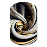 Gold Black And White Stained Glass I - Asymmetric Metal Wall Art