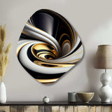 Gold Black And White Stained Glass I - Asymmetric Metal Wall Art