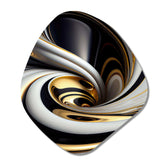 Gold Black And White Stained Glass I - Asymmetric Metal Wall Art