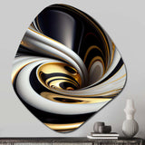 Gold Black And White Stained Glass I - Asymmetric Metal Wall Art