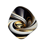 Gold Black And White Stained Glass I - Asymmetric Metal Wall Art