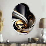 Gold Black And White Stained Glass I - Asymmetric Metal Wall Art