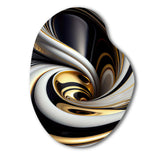 Gold Black And White Stained Glass I - Asymmetric Metal Wall Art