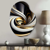 Gold Black And White Stained Glass I - Asymmetric Metal Wall Art