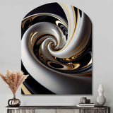 Gold Black And White Stained Glass III - Asymmetric Metal Wall Art