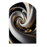 Gold Black And White Stained Glass III - Asymmetric Metal Wall Art