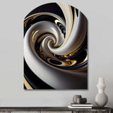 Gold Black And White Stained Glass III - Asymmetric Metal Wall Art