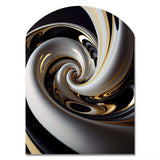 Gold Black And White Stained Glass III - Asymmetric Metal Wall Art