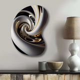 Gold Black And White Stained Glass III - Asymmetric Metal Wall Art