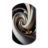 Gold Black And White Stained Glass III - Asymmetric Metal Wall Art