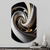 Gold Black And White Stained Glass III - Asymmetric Metal Wall Art