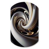 Gold Black And White Stained Glass III - Asymmetric Metal Wall Art