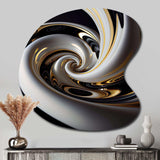 Gold Black And White Stained Glass III - Asymmetric Metal Wall Art