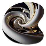 Gold Black And White Stained Glass III - Asymmetric Metal Wall Art