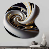 Gold Black And White Stained Glass III - Asymmetric Metal Wall Art