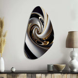 Gold Black And White Stained Glass III - Asymmetric Metal Wall Art